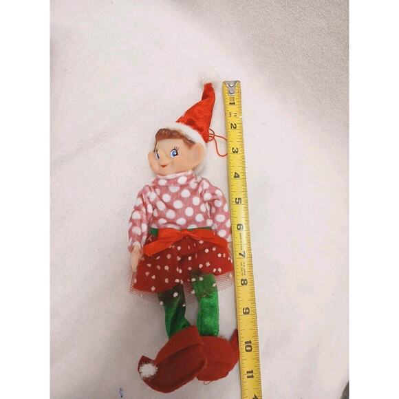 VNTG Christmas PIXIE ELF Tree Ornament Long Nose Rubber Smile Happy Knome Elves - Picture 11 of 11